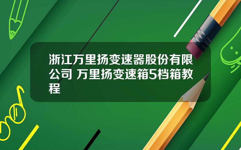 浙江万里扬变速器股份有限公司 万里扬变速箱5档箱教程